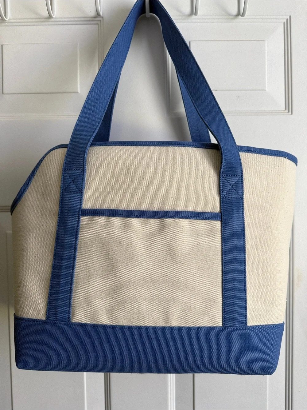 Betsey Johnson Hot Pink Tag Canvas Tote with Blue Trim